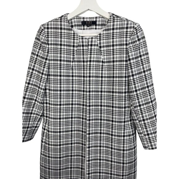Alex Marie Plaid Long Jacket Women’s Size 4 Gray Black Check Classic Preppy - Picture 2 of 13
